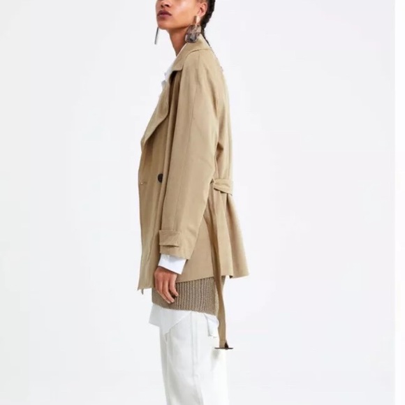 New Zara microfibre suede belted trench coat - Picture 2 of 6